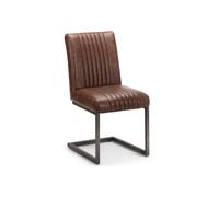 netfurniture Orleans Chair - Brown Faux Leather & Square Gunmetal netfurniture Brown