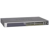 NETGEAR 28-Port Gigabit/10G Stackable Smart Managed Pro PoE Switch (GS728TXP) - with 24 x PoE+ @ 195W, 2 x 10G Copper and 2 x 10G SFP+, Desktop/Rackmount, and ProSAFE Lifetime Protection