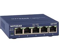 NETGEAR 5 Port Gigabit Network Switch (GS105) - Ethernet Splitter - Ethernet Switch - Ethernet Hub - Plug-and-Play - Silent Operation - Desktop or Wall Mount