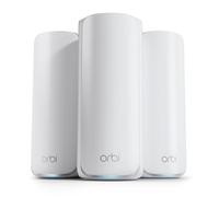 NETGEAR Orbi 870 Series WiFi 7 Mesh System, Up to 7,500 sq ft., 3 Pack | Up to 21 Gbps, 150 Devices, Tri-Band, Security Features, 10 Gig Port, Router + 2 Satellite Extenders, White, RBE873