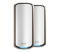 NETGEAR Orbi 970 Series QuadBand WiFi 7 Mesh Network System RBE972S Router 1 Satellite Extender Covers Up to 6 600 sq ft
