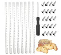 NethCasti 8Pcs Bread Lame Blades Refill, Stainless Steel Replacement Bread Lame Blades, Sturdy Knife Bow Blade with Screws Screwdriver, Blade for Scoring Dough