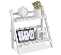 NethCasti Plant Shelf Indoor 13x7x14'' Thickened Double-Layer Folding Plant Stand Space-Saving Ladder Stand with Grid Partition for Table Storage Decoration Shelf Indoor