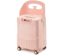 NethCasti Ride On Suitcase for Kids 20- Inch Lockable Carry- on with Seat & 4- Spinner Wheels Compartmental Heavy-Duty Luggage Tie Tod Bag Hooks Travel, Going Out (Style 2) On