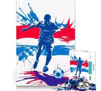 Netherland Soccer Player Silhouette for Adults 1000 Piece Jigsaw Puzzle Think Smart Toy Leisure Time Accurate Cut Art Collectible (38x26cm)