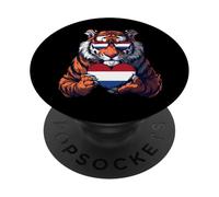 Netherland Tiger Dutch Pride Dutch Flag Heart Nederland PopSockets Adhesive PopGrip