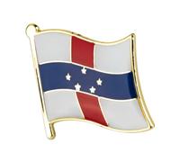 Netherlands Antilles Historical Flag Enamel Pin Blue Band with White Stars Metal Lapel Badge Polished Gold Tone Finish Secure Clasp Collectible Heritage Souvenir Accessory 1.9 x 1.5cm