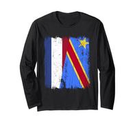 Netherlands Congo Half Flag Dutch Congolese Pride Jersey Long Sleeve T-Shirt