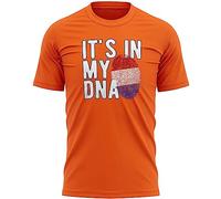 Netherlands Flag Mens T Shirt Dutch Its in My DNA Holland Football Supporter World Top Tee, L, Orange