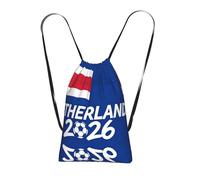 Netherlands-Flag Print World Cup Drawstring Backpack, Reusable Beach Bag, Gym Bag and Travel-Friendly Backpack