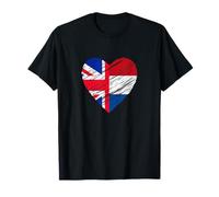 Netherlands Great Britain Heart UK Flag Dutch Flag Heart T-Shirt