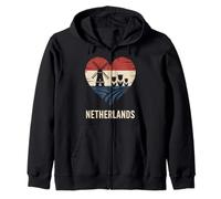 Netherlands Heart Windmill Tulip Vintage Zip Hoodie
