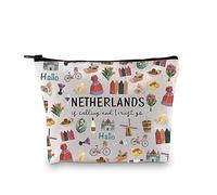 Netherlands Holland Dutch Souvenir Gift Bachelorette Party Gift Netherlands is Calling I Must Go Travel Makeup Bag (Must Go Netherlands Bag EU)