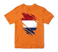Netherlands Torn Flag Kids T Shirt, Ugly Ideas for Boys and Girls, Netherlands Flag Tee, 5-6 Years, Orange