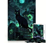 Netherworld Guardian︰ The Cemetery Cat 1000 Piece Jigsaw Puzzles for Adults Brain Workout Toy Peaceful Fun Art Assembly Fine Art Piece (38x52cm)