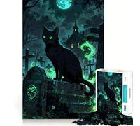 Netherworld Guardian︰ The Cemetery Cat 1000 Piece Jigsaw Puzzles for Adults Brain Workout Toy Peaceful Fun Art Assembly Fine Art Piece (38x52cm)