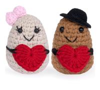 Netholid Positive Crochet Potato Funny Emotional Crochet Support Potato with Positive Gift Cards Suitable for Valentine's Day Gag Gift