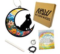 NETHOMEWOODS Golden Retriever Memorial Suncatcher, Personalized Dog Loss Gift with Name & Date, Rainbow Bridge Remembrance for Dog Lover, Sympathy Pet Bereavement Gifts, Hanging Window Decor