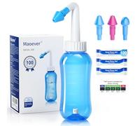 Neti Pot Sinus Rinse Kit with 100 Saline Packets Nose Wash Cleaner Pressure Rinse Nasal Irrigation for Adult & Kid BPA Free 300 ML with Sticker Thermometer (Light Blue)