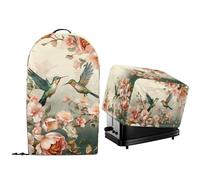 NETILGEN 2 Pcs Kitchen Appliance Dust Covers with Drawstring Hem for Countertop Stand Mixer Food Processor Blender and Toaster Maker Oven Vintage Flower Hummingbird