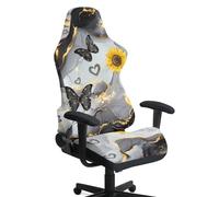 NETILGEN 4 Pieces Gaming Chair Slipcovers Black Marble Butterfly Print Ergonomic Office Computer Chair Cover for Office Game Room Dorm