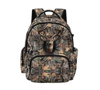 NETILGEN Backpack for Teen Boys Oak Leaf Hunting Camo Deer Kindergarten Primary School Bookbag with Padded Shoulder Strap 17 inch Large Capacity Daypack Backpack