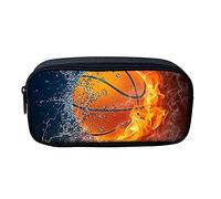 NETILGEN Basketball Pencil Bag 3D Printing Images Pen Stationery Pouch Case for School Kids Children Boys Fire Basketball Holder Coin Bags Purse