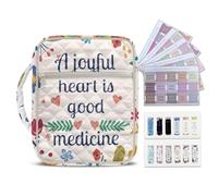 NETILGEN Bible Cover Case for Women, Large Quilted Bible Carrying Case Tote Bag with Handle- A Joyful Heart is Good Medicine Flowers Print Scripture Study Supplies