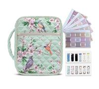 NETILGEN Bible Cover Case Plum Blossom Hummingbird Print Large Quilted Bible Carrying Case with Handle Laminated Book Tabs and Magnetic Bookmark Scripture Study Supplies