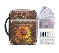 NETILGEN Bible Study Supplies Accessosires Bible Cover Carrying Case with Handle Sunflower Let Your Faith be Bigger Than Your Fear Print Scripture Study Supplies Book Cover