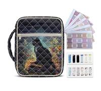 NETILGEN Black Cat Large Quilted Bible Cover Case for Women, Church Bag Scripture Study Supplies Bible Carrying Case with Handle Laminated Bible Book Tabs and Magnetic Bookmark
