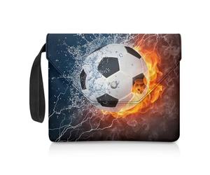 NETILGEN Book Sleeve Book Protector Cover for Book Nerd Gifts Washable Fabric Book Cover with Padded Carrying Handle Reader Gift 11.8 Inch X 9.4 Inch, Soccer Fire