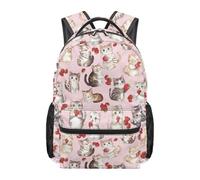 NETILGEN Cat Love Backpack for School Girls 8-12 Ages Kids Bookbag with Adjustable Shoulder Straps Elementary Primary Schoolbag Back to School