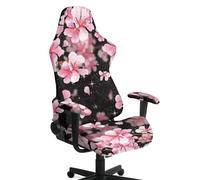 NETILGEN Cherry Blossom Gaming Chair Cover 4 Pieces Set, Zipper Stretch Slipcover for Computer Chair, Ergonomic Office Chair Seat Protector Covers
