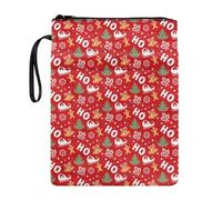 NETILGEN Christmas Ho Ho Red Book Sleeve for Book Lovers Book Covers for Textbooks Paperback Washable Reusable Book Purse Book Case Protector