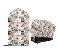 NETILGEN Coffee Theme Kitchen Appliance Dust Covers Set of 2, Countertop Stand Mix Blender Machine Covers with Top Handle and Drawstring Hem, Quilted Toaster Oven Dust Protection Case