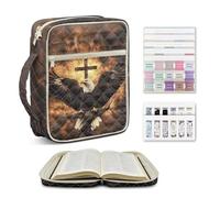 NETILGEN Cross Bald Eagle Bible Case with Handles for Women, Large Quilted Carrying Case, Scripture Bible Study Supplies Accessories Gifts