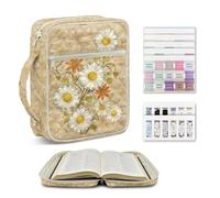 NETILGEN Daisy Blossom Bible Cover Case for Women Large Quilted Bible Bag with Study Supplies Highlighter Tabs and Magnetic Bookmark Christian Gifts