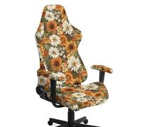 NETILGEN Daisy Blossom Gaming Chair Slipcover 4 Pieces, Stretch Zipper Computer Chair Cover with Arms, Breathable Ergonomic Office Chair Protector