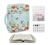 NETILGEN Daisy Floral Butterfly Bible Cover Case for Women Large Quilted Bible Carrying Case with Handle Tabs and Magnetic Bookmarks Christian Gifts