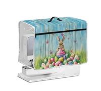 NETILGEN Easter Cartoon Bunny Sewing Machine Dust Cover with Transparent Side and Front Zipper Storage Pocket, Dust-Proof Protective Quilted Cover for Sewing Machines