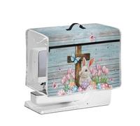 NETILGEN Easter Day Cute Bunny Sewing Machine Dust Cover with Transparent Side Top Handle and Front Zipper Pockets Quilted Dust Cover for Standard Size Sewing Machines