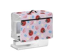 NETILGEN Easter Eggs Ladybug Print Household Sewing Machine Cover with Transparent Side, Top Handle & Zipper Pocket, Quilted Dust Protector for Household Sewing Machine