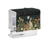 NETILGEN Easter Floral Bunny Sewing Machine Cover with Transparend Side Top Handle and Front Zipper Storage Pocket, Quilted Dust Cover for Most Standard Size Sewing Machine
