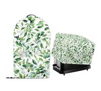 NETILGEN Green Sage Leaf Print 2 Pcs Kitchen Appliance Dust Covers for Countertop Stand Mix Food Processort Blender Machine and Toaster Bread Maker Oven Dust Protector Covers