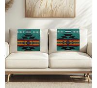 NETILGEN Headrest Covers for Recliners Breathable Sofa Head Protector Machine Washable Chair Arm Covers for Home Couch Loveseats Decor 2pcs, Green Geometric Native