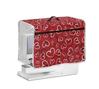 NETILGEN Household Sewing Machine Protective Cover with Transparent Side and Top Handle, Universal Quilted Dust Shield for Sewing Machine Valentine's Day Love Hearts