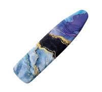 NETILGEN Ironing Board Covers Elastic Replacement Covers Scorch Resistant with Hook and Loop Fasteners S for Dimensions 110-115 x 30-36 cm, Blue Gold Black Marble