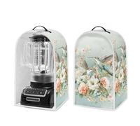 NETILGEN Kitchen Blender Transparent PVC Dust Cover with Top Handle Vintage Flower Hummingbird Anti Fingerprint & Dust Proof Cover for Kitchen Stand Mixer Coffee Maker Food Processor