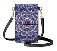 NETILGEN Mandala Printed Small Crossbody Bag for Women Girls, Cellphone Bag and Wallet, Lightweight PU Leather Messenger Bag, Waterproof Phone Bag